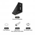 Uxcell 2set Inside Corner Bracket Gusset Kits 77x77x40mm 4080 Angle Connector For 4040 Series Aluminum Profile Black 8 X Square