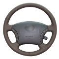 Loncky Custom Genuine Leather Alcantara Steering Wheel Cover For Toyota Land Cruiser 1995 1996 1997 1998 1999 2000 2001 2002