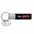 Ipick Image Compatible With Ford Svt Black Real Leather Strap Chrome Round Hook Metal Key Chain