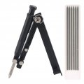 Walfront Multi Function Scribing Tool Woodworking Scriber Aluminum Alloy Line Drawing Construction Pencil With Refills Black 
