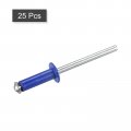Uxcell Aluminum Blind Rivets 5mm X 16mm 13 64 5 8 Open End Rivet Flat Round Head For Joining Metal Plate Leather Blue 25 Pcs