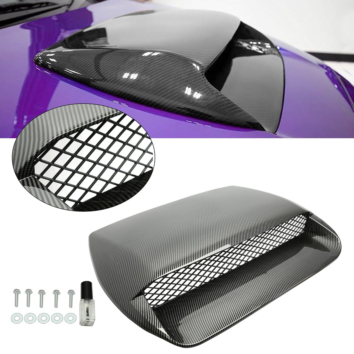 Front Hood Bonnet Air Intake Scoop Cover With Mesh Grille For 2015 2021 Subaru Wrx Sti Carbon Fiber Style Vent Cold Flow Abs