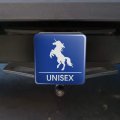 Unicorn Unisex Restroom Bathroom Washroom Sign Tow Trailer Hitch Cover Plug Insert