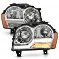 Sequential Led Turn Signal Oled Tube Drl Halogen Headlights For 2005-2007 Jeep Grand Cherokee Chrome Housing Clear Lens Left 