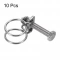 Uxcell 10pcs Double Wire Hose Clamp 15-18mm Adjustable Stainless Steel Clips With M6 Bolt For Dust Collection Pump Pipe