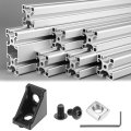 30 Set Black 2020 Series Aluminum Extrusion Profile Connector Kit 30pcs Corner Brackets With M5 Screws Bolts T-slot Sliding 