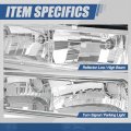 Auto Dynasty 8pc Chrome Housing Headlights Bumper Corner Lights Compatible With Chevy C10 C K Series Gmt400 Pre-facelift 88-93