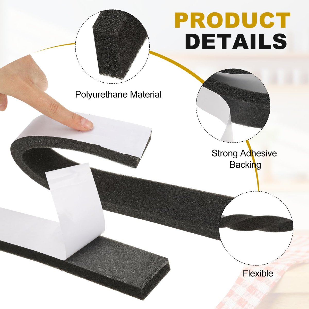 Weather Stripping Door Seal 4 Rolls 3 8 X 16 Adhesive Foam Tape Soundproof Insulation Strips For Frame Window Gaps 26 Feet