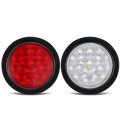 Partsam 4pcs 4 Inch Round Led Stop Turn Tail Back-up Reverse Fog Lights 12 Include Grommet 3-prong Wire Pigtails Trailer Light
