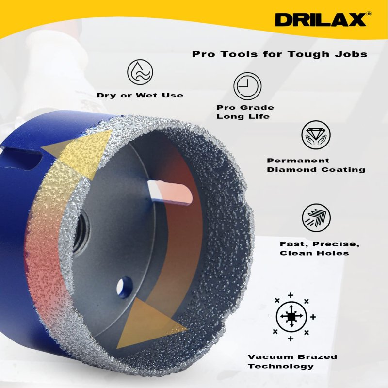 3 In Diamond Hole Saw For Angle Grinders And Drills With Adapter Pro Series Heavy Duty Dry Fast Cut Tile Concrete Block Wall 1