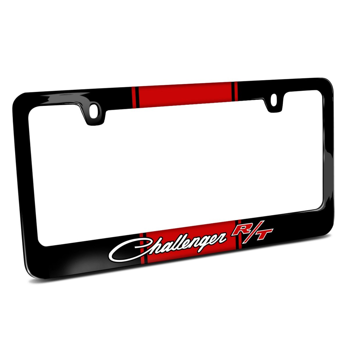 Dodge Challenger R T Classic Racing Stripe Black Metal License Plate Frame Official Licensed 12 In X 6 Universal Fit For Car