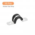 Uxcell 16pcs 12mm 1 2 Cable Clamp Rubber Pipe Strap Cushioned 304 Stainless Steel Hose U Shape Metal Tube Holder For Wire