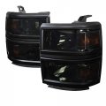 Smoke Lens Chrome Housing Headlights Made For 2014-2015 Chevy Silverado 