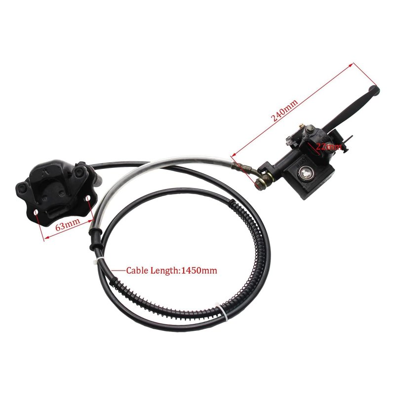 Pro Bat Rear Hydraulic Disc Brake System Caliper Disk Rotor Replacement Pad Assembly For 50cc 70cc 90cc 110cc 125cc 150cc Quad
