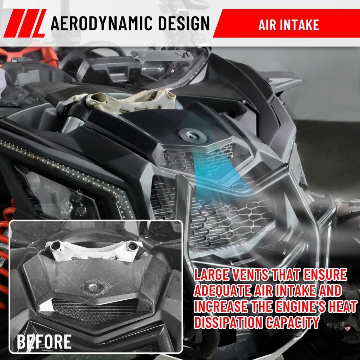 Turbo Hood For Can Am X3 Front Scoop Can-am Maverick Xds Xrs Max R 2017-2023 Accessories 1pc Replace 705014313