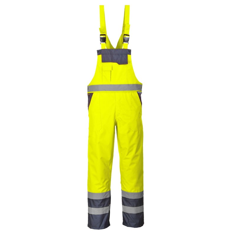 Portwest S488 Unlined Safety Contrast Bib And Brace Yellow Navy Xx-large