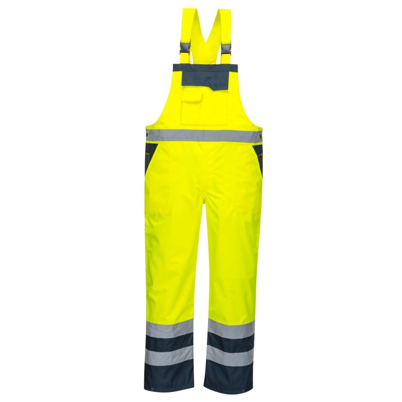 Portwest S488 Unlined Safety Contrast Bib And Brace Yellow Navy Xx-large
