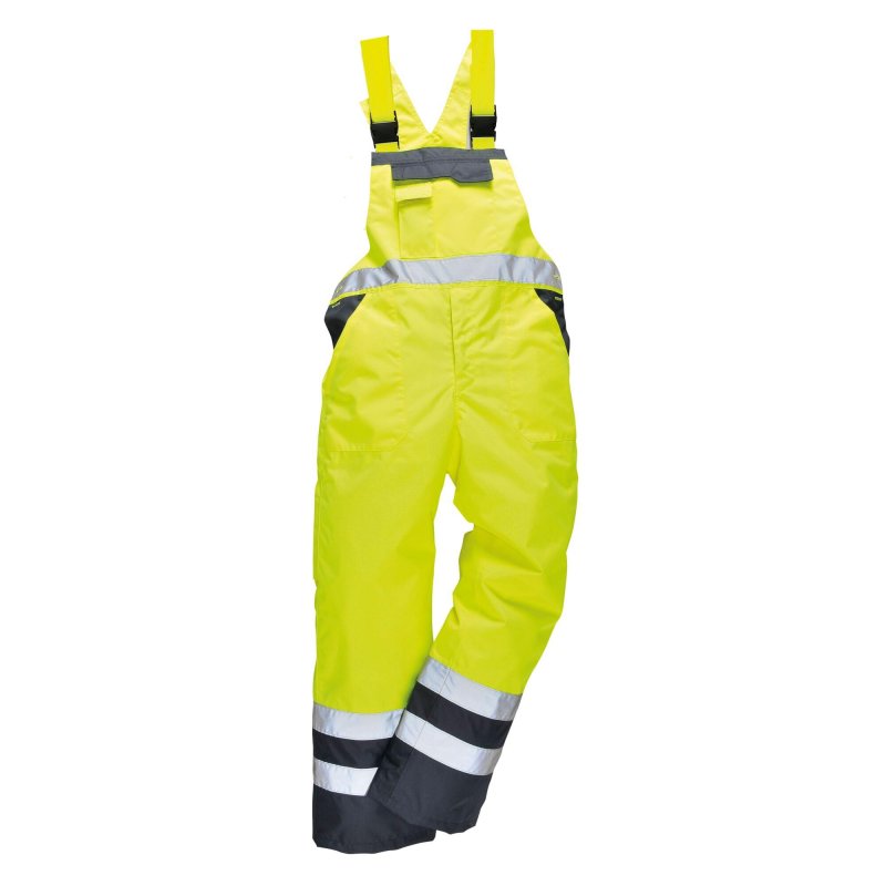 Portwest S488 Unlined Safety Contrast Bib And Brace Yellow Navy Xx-large