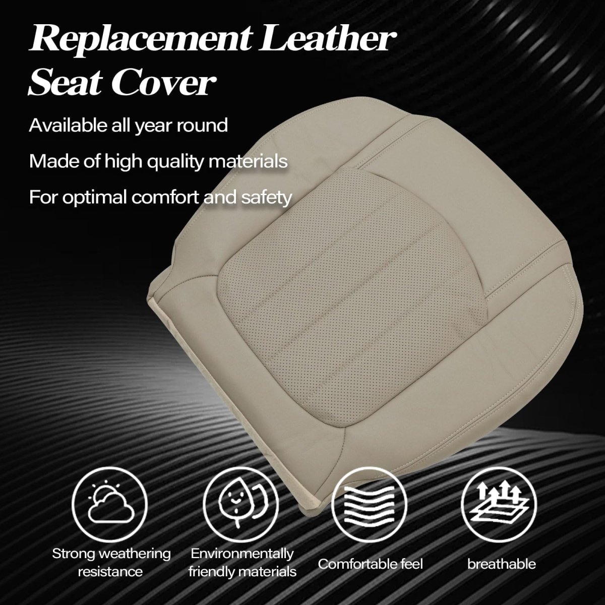 Passenger Bottom Perforated Leather Replacement Seat Cover For Chevy Traverse Gmc Acadia 2008-2017 Buick Enclave 2008-2012 392