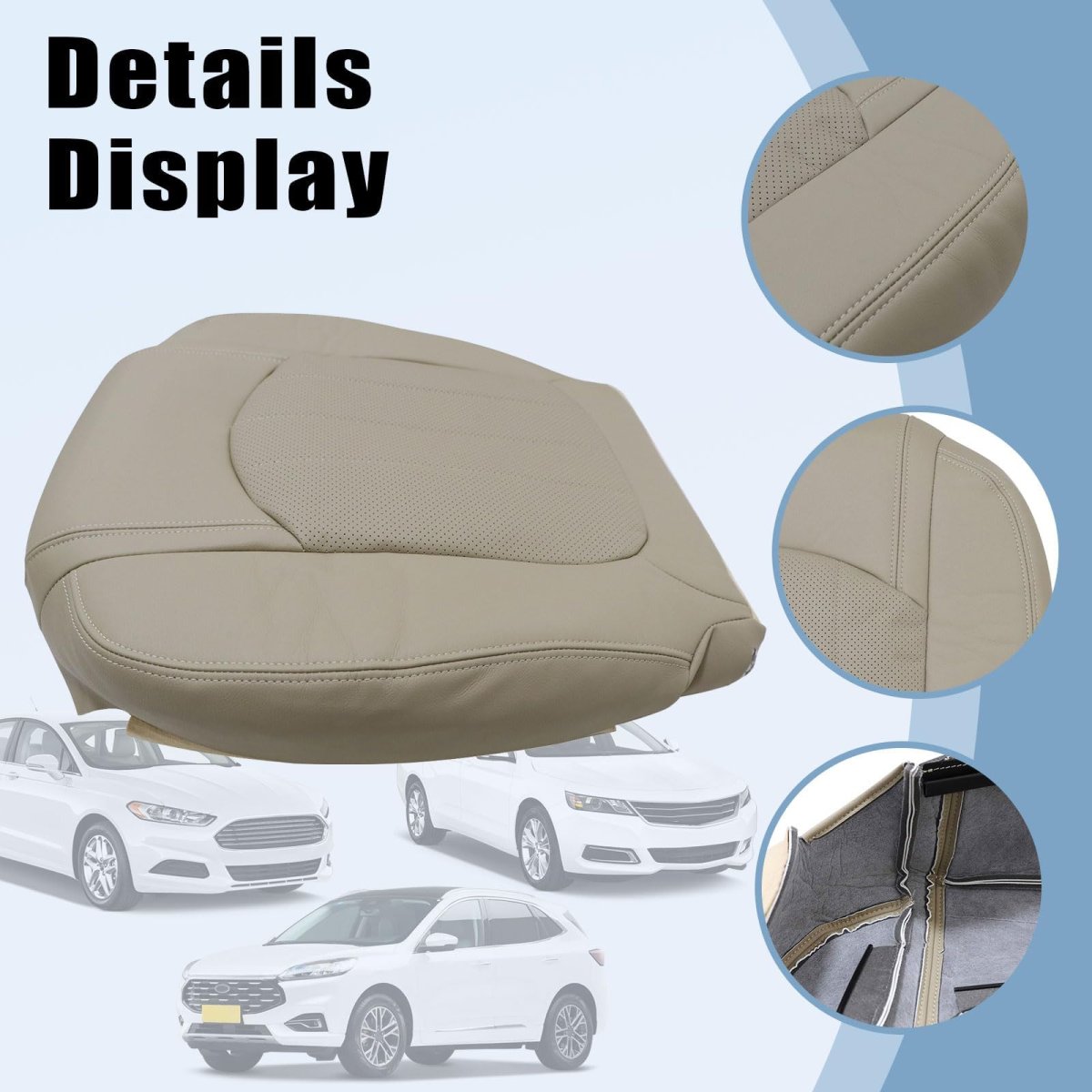 Passenger Bottom Perforated Leather Replacement Seat Cover For Chevy Traverse Gmc Acadia 2008-2017 Buick Enclave 2008-2012 392