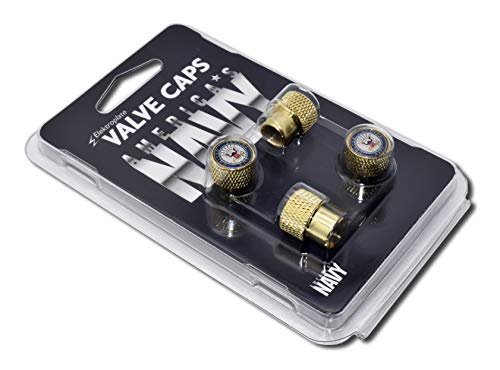 Us Navy Tire Valve Stem Caps Gold Knurling 4 Pack Universal Fit For Cars Bikes Trucks Motorcycles Rvs Corrosion Resistant