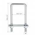 Uxcell Square U-bolts 2 50mm Inner Width 150mm Length Carbon Steel M8 With Nuts Frame Plate Round Washers