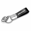 Ipick Image Compatible With Dodge Dart Black Real Leather Strap Chrome Round Hook Metal Key Chain