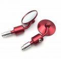 Semt- A Set Cnc Red Rear View Handle Bar End Round Mirrors 22mm 7 8 Inch Compatible With V-max Fz1 Xvs1300 V-star Virago