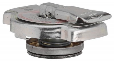 31505 Safety Release Radiator Cap Silver Metal Machined Finish With Overflow Tube And Lever