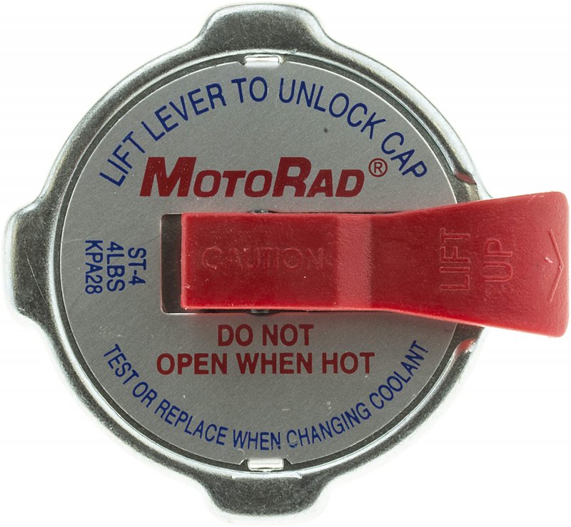31505 Safety Release Radiator Cap Silver Metal Machined Finish With Overflow Tube And Lever