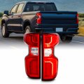 Akkon Fits 2019-2023 Chevy Sliverado 1500 20-23 2500hd 3500hd Led Type Tube Signal Chrome Red Tail Brake Lights Pair 
