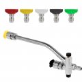 Janoiuc Pressure Washer Double Tip Attachment Foam Cannon Dual-connector Accessory With 5 Nozzle Tips Stainless Steel Durable 