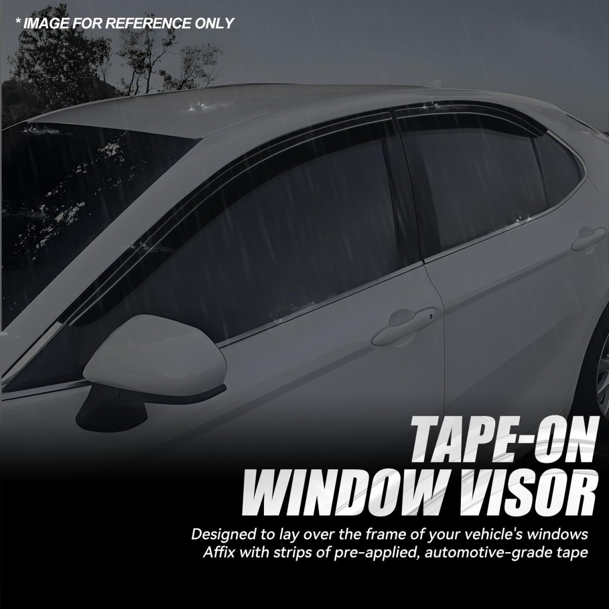 Window Visors For 2008 To 2017 Mitsubishi Lancer Sedan 4 Piece Glossy Black Rain Guards Tape On Side Deflectors Acrylic Vent