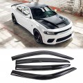 Autotop 4pcs Tape On Dark Smoke Window Deflectors Sun Rain Guard For 2011-2021a Dodgea Charger 