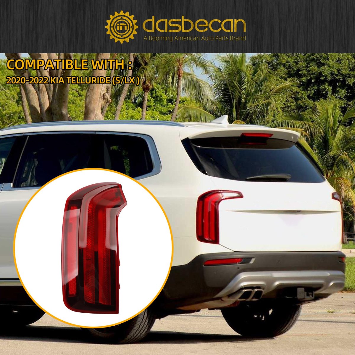 Halogen Tail Light Assembly For 2020-2022 Kia Telluride S Lx Left Driver Side Taillight Rear Lamp Replace Ki2804160 92401-s9000