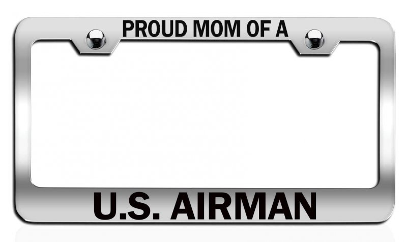 Proud Of A U S Airman Mom Mothers Day Ch Steel Auto Suv License Plate Frame Tag Holder