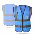 Safety Vest With Pockets Zipper For Women Men High Visibility Reflective Construction Work Meets Ansi Isea Standardsi Blue 