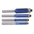 Flush Trim Router Bit Set 4 Pcs Tungsten Steel Alloy High Hardness For Woodworking Clean Cut Versatile Applications