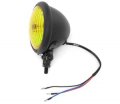 4 5 Bottom Mount Halogen Motorcycle Headlight Matte Black W Yellow Lens
