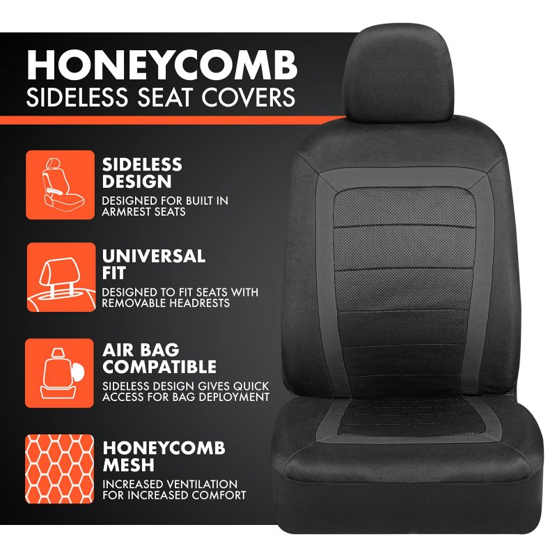Bdk Carxs Freshmesh Car Seat Covers Full Set With Charcoal Accent A Mesh Front Split Bench Back Protector Interior For Auto