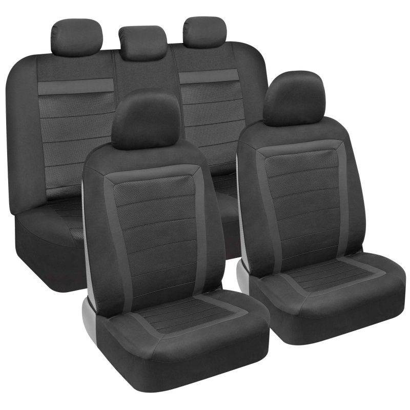 Bdk Carxs Freshmesh Car Seat Covers Full Set With Charcoal Accent A Mesh Front Split Bench Back Protector Interior For Auto