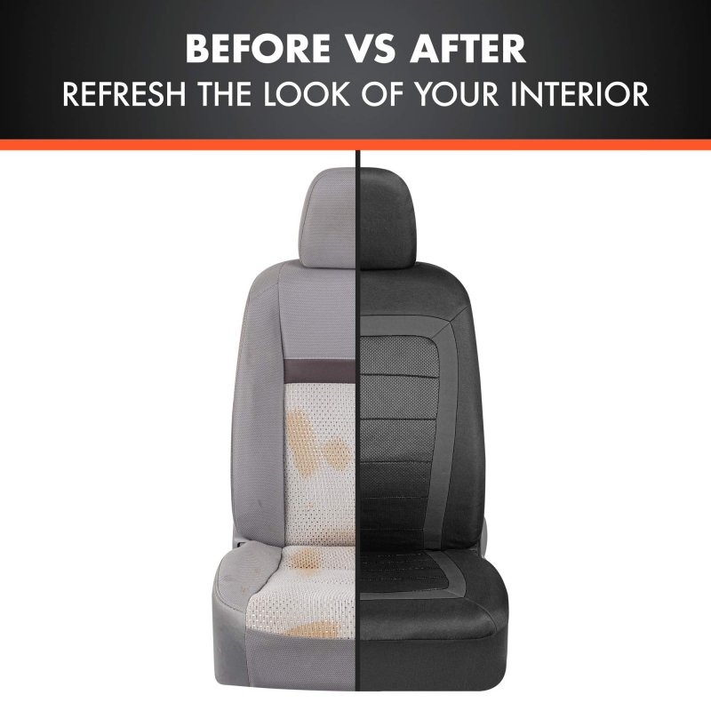 Bdk Carxs Freshmesh Car Seat Covers Full Set With Charcoal Accent A Mesh Front Split Bench Back Protector Interior For Auto