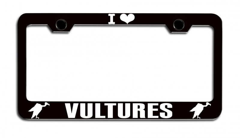 I Love Vultures Black Metal License Plate Frame Tag Holder Universal Fit For Cars Trucks And Suvs Heavy Duty Steel 12 5 X 6 In