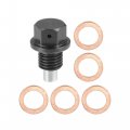 X Autohaux M12x1 5 Oil Drain Plug Magnetic Aluminum Sump Nut Bolt With Washer For Car Motorcycle Black