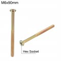 Uxcell M6x90mm Furniture Screw Hex Socket Machine Screws Zinc Plated Fasteners Bolts Half Thread Carbon Steel 10pcs