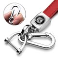 Ram Logo In Black On Genuine Red Leather Loop-strap Chrome Hook Key Chain