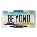 Ipick Image For Ford Mustang Blue Racing Stripe Mirror Chrome Metal License Plate Frame