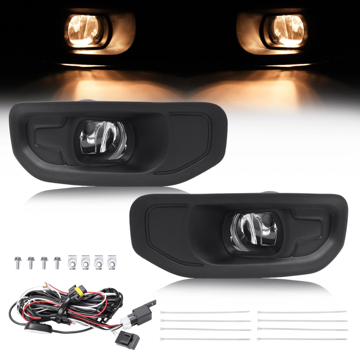 Hecasa Fog Light For 2019-2024 Dodge Ram 1500 68274668ab 68274668aa Ch1061119 Ch2592152 Front Bumper Lamp Cover Trim Bracket