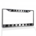 Fastasticdeals Metal Insert License Plate Frame Pirate Skeleton Skull Weatherproof Car Accessories Chrome 2 Holes Solid 