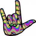 Stickertalk Psychedelic Wave Asl I Love You Vinyl Sticker 4 Inches By 